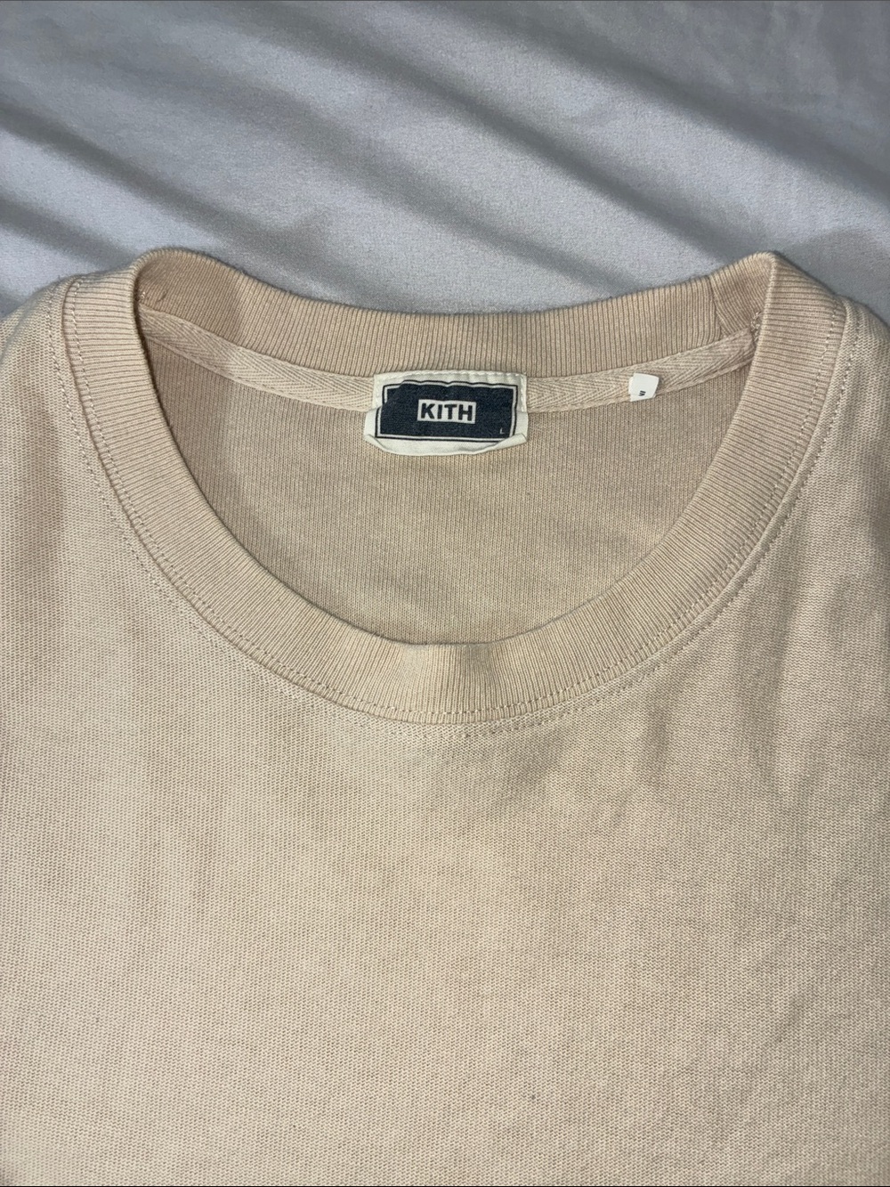 Kith Men's Crewneck long sleeve tee in Light Beige